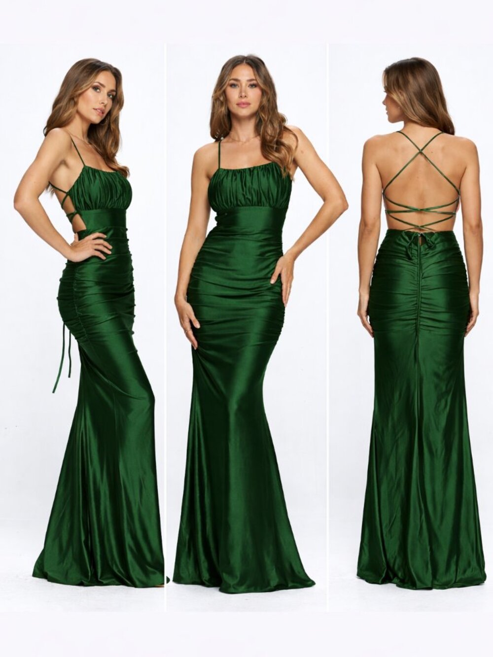 New Women's Sleeveless Open Back Bodycon Ruched Maxi Dress